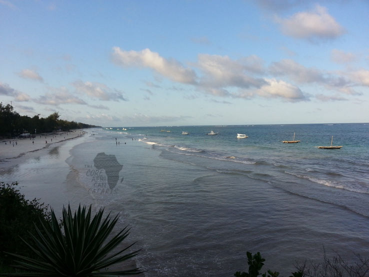 Diani beach with tourists